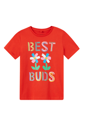 تي شيرت بعبارة Best Buds وزهور